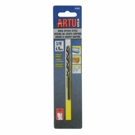 ARTU Drill Bit, Steel, High Speed, 3/16" 01922